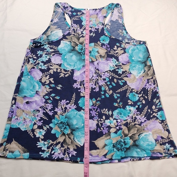 Sew In Love Womens Floral Sleeveless Top - Blue and Purple Size Medium - Picture 7 of 8
